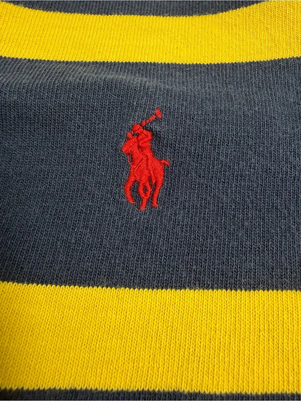 Polo Ralph Lauren Rugby Shirt Men’s M Navy Yellow Stripe Classic Fit Cotton